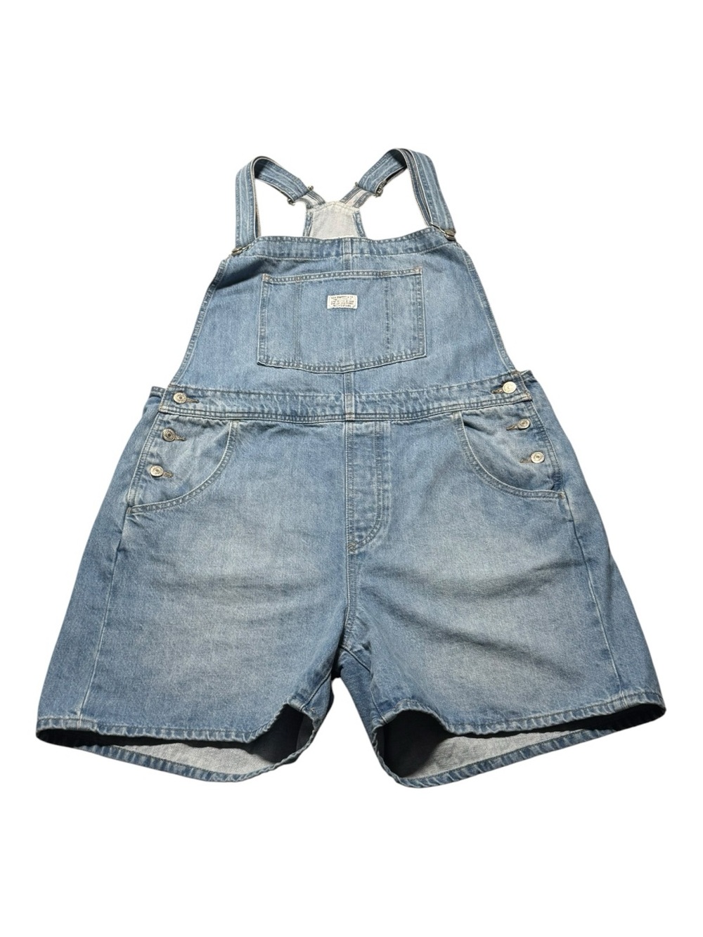 Vintage Levi’s Shortalls Women’s XL light wash blue denim 90’s Y2K Utility Bib
